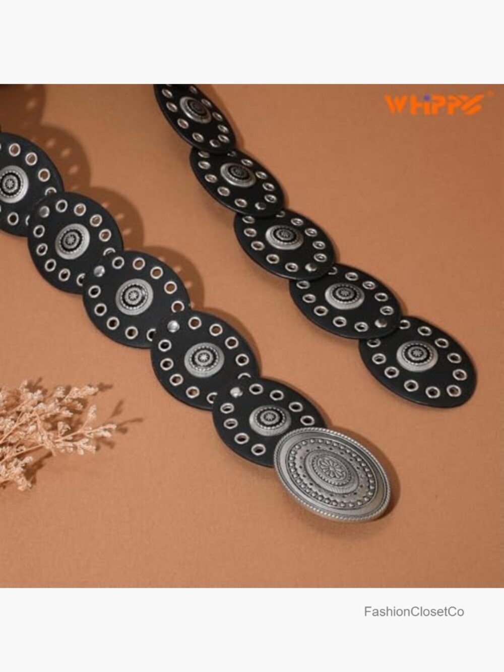 Vintage Boho Western Concho Belt PU Leather Disc Belt for Women Music Festival - Picture 3 of 7